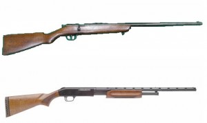 Photo Supplied: Police believe the guns stolen were possibly a "Cooey" .22 calibre rifle pictured top, and a "Mossberg" .410 gauge shotgun pictured bottom. Wood Buffalo RCMP